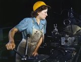 'Rosie the Riveter' is a cultural icon of the United States representing the American women who worked in factories during World War II; many worked in manufacturing plants that produced munitions and war supplies. These women sometimes took entirely new jobs replacing the male workers who were in the military. The character is considered a feminist icon in the US and elsewhere.